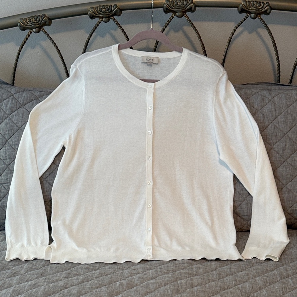 LOFT white cardigan XL